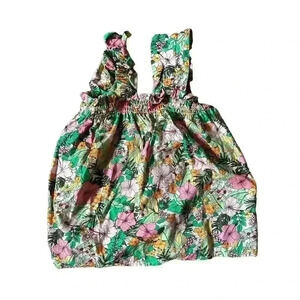 Girls Copper Key Babydoll Tropical Floral Tank Top Size M